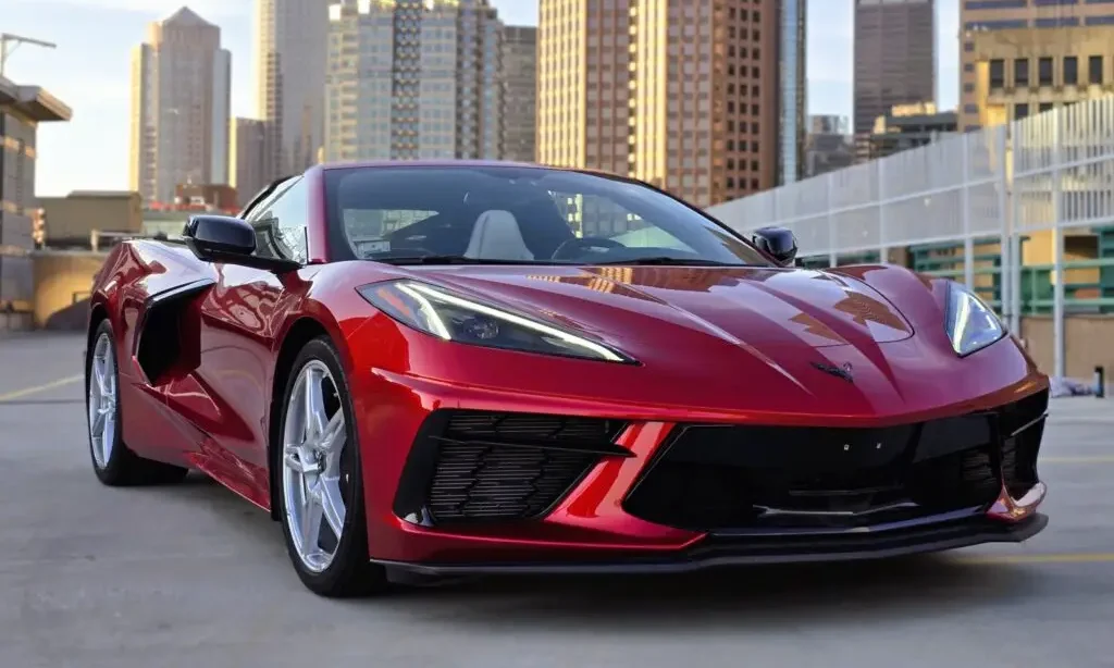 Red Corvette C8 exotic car rental available in Boston Massachusetts
