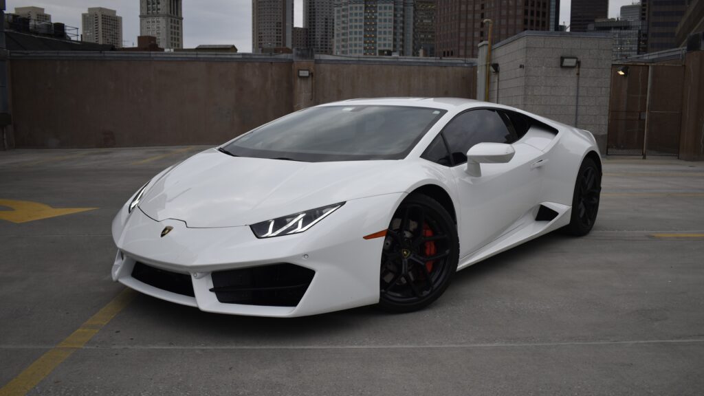 Lamborghini Huracan white available for rent in Boston and New England
